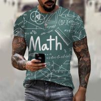 2023 NEW3D พิมพ์สูตรคณิตศาสตร์ผู้ชายเสื้อยืดแฟชั่นฤดูร้อนฮาราจูกุแขนสั้นเสื้อยืด U Nisex ท็อปส์
