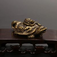 Pure Copper Turtle Figurines Miniatures Desktop Ornaments Vintage Brass Animal Feng Shui Decorations Fish Tank Decor Accessories