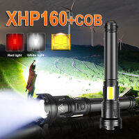 【เรือจากประเทศไทย】ไฟฉายแรงสูง ไฟฉาย อลูมิเนียมอัลลอยด์ xhp160 800000 LM Ultra Powerful XHP160 Led Flashlight Rechargeable ไฟฉายเดินป่า 7 Modes with 2*18650 battery