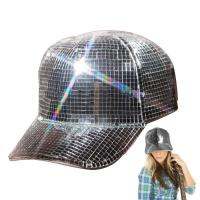 Mirror Ball หมวกคาวบอย Silver Sparkly Mirror หมวกเบสบอล Disco Ball Caps Cosplay Props อุปกรณ์ฮาโลวีนสำหรับ Party Gathering