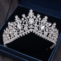 Luxury Rhinestone Bridal Tiaras Crown Baroque Silver Plated Crystal Diadem for Bride Headbands Wedding Hair Jewelry Accessories