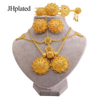 Ethiopian gold plated Jewelry sets earrings hairpin necklace celet rings African wedding gifts jewellery set for women