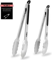 WALFOS Extra Long Stainless Steel BBQ Tongs Salad Food Clips Bread Pasta Serving Tongs Non-Stick Kitchen Cooking Tools