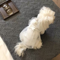 White Mesh Dress Dog Clothes Puppy Elegant Wedding Skirt Small Dogs Clothing Cat Korean Fashion Summer Thin Girl Party Pet Items Dresses