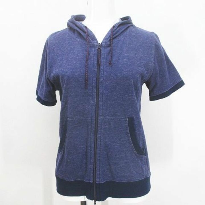 two-c-short-sleeve-zip-up-hoodie-40-navy-navy-blue-pocket-direct-from-japan-secondhand