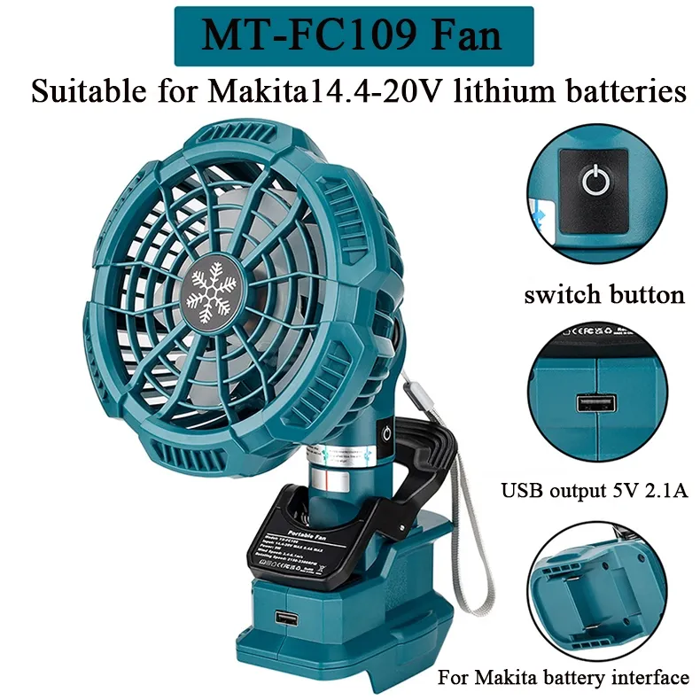 YF】 FC109 Clip Fan For Makita Dewalt Bosch Milwaukee Black Decker Ryobi  Craftsman 18V 20V Lithium Battery