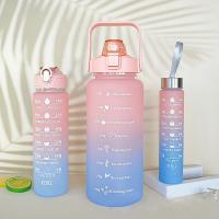 3PCS/set Sports Water Bottle With Straw Men Women Fitness Water Bottles Outdoor Cold Water Bottlesc With Time Marker Drinkware