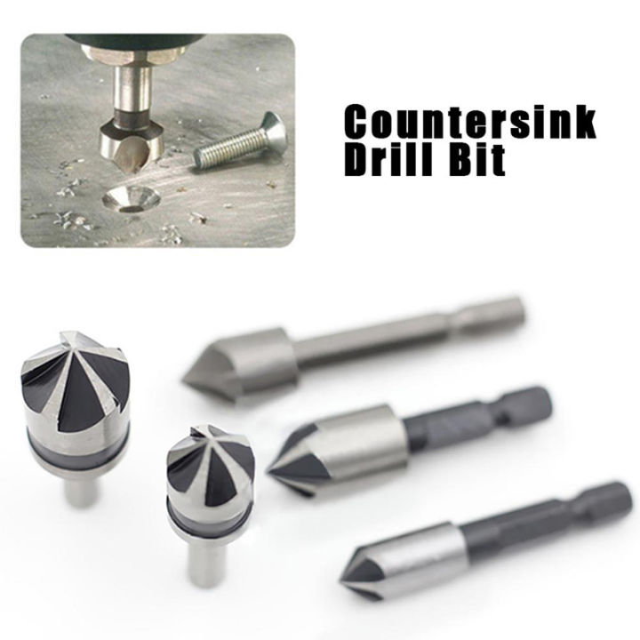 คลังสินค้าพร้อม-fonix-5pcs-5ขลุ่ยhss-countersink-drillชุดบิต90องศา1-4inch-shankอ่างล้างจานโลหะchamfering-cutterสำหรับงานไม้เครื่องมือ