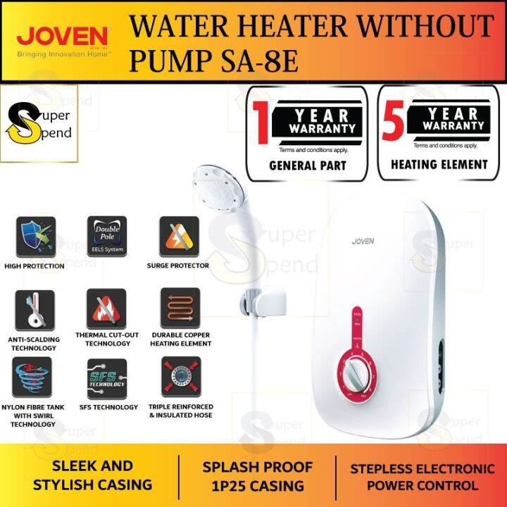 water heater Joven Water Heater without Pump SA8E SA8E Lazada