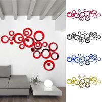 【CW】▫  Pcs/set Mirror Round Wall Stickers TV Background Room Decoration