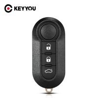 KEYYOU 10X กุญแจรถมี3ปุ่มรีโมทพลิกพับได้ซองใส่เปลือกกุญแจรีโมทสำหรับ FIAT 500หมีแพนด้า Punto Bravo ปุ่มสีขาว