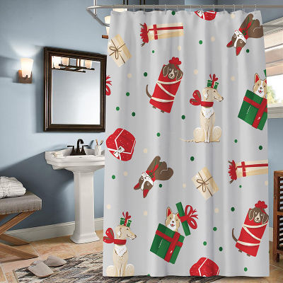 Christmas Gift Cartoon Animal Print Christmas Tree Bath Curtains for Living Room Bedroom Customized Finished Product