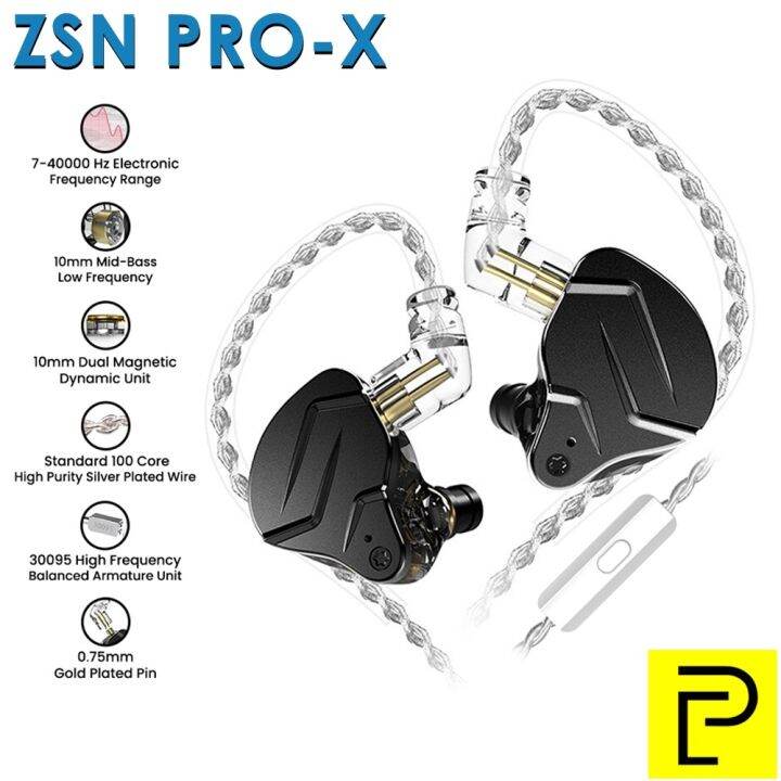 Kz Zsn Pro X Metal Earphones 1ba 1dd Hybrid Technology Game Hifi Bass