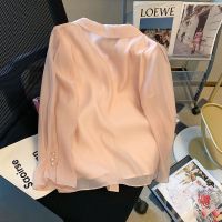 Spot parcel post Pink Doll Collar Chiffon Shirt for Women 2023 Spring New Socialite Elegant Chic Beautiful Western Style Small Shirt Fashion