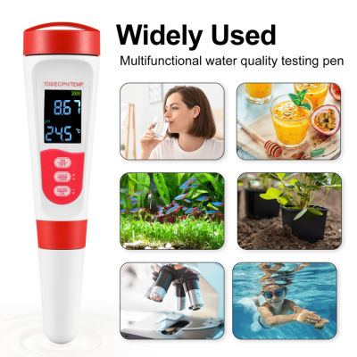 PH Meter for Water Hydroponics Digital PH Tester Pen 0.01 High Accuracy Pocket Format with 0-14 PH Measuring Range for Household Drinking Pool and Aquarium