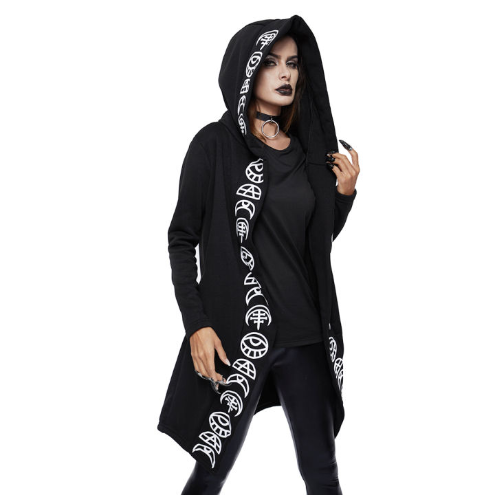 ฤดูใบไม้ผลิโกธิค-h-oodies-ผู้หญิงขนาดบวกสบายๆเย็นสีดำเสื้อหลวมผ้าฝ้ายคลุมด้วยผ้าคู่พิมพ์พังก์-h-oodies-เสื้อด้านบนใหม่