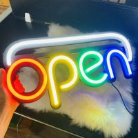 OPEN ป้ายไฟนีออนดัด ป้ายไฟ OPEN  ป้ายไฟ OPEN แสงไฟRGB เพิ่มเอกลักษณ์สีสัน สวยงาม ตกแต่ง