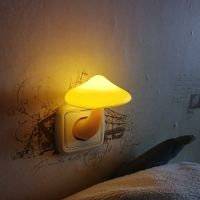 EU Plug Home Bedroom Led Night Light Mushroom Wall Socket Lamp Warm White Light-control Sensor Bedroom Light Home Decoration Night Lights