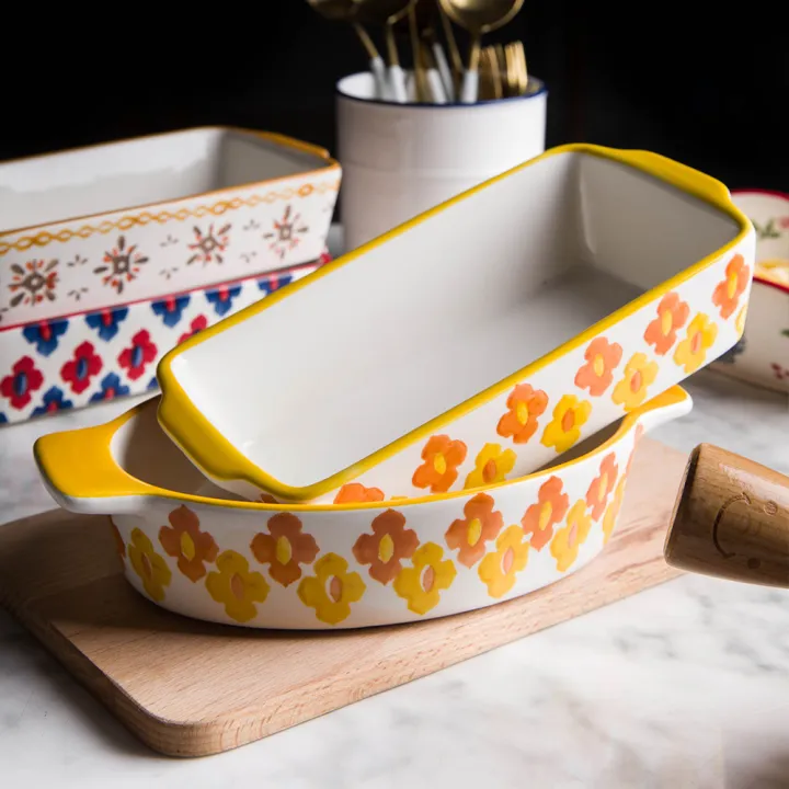 mdzf-sweethome-ceramic-baking-dish-roasting-lasagna-pan-rectangular-dish-bakeware-pan-with-handle-oven-kitchen-baking-tool