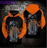 Death Praying Harley-Davidson Black Orange Hoodie 3D All Over Print