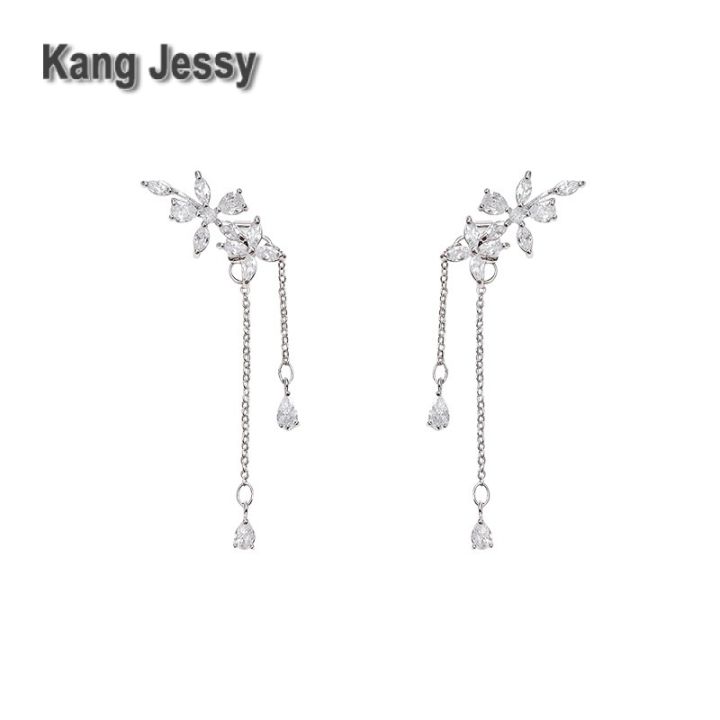 kang-jessy-s925-ต่างหูเพทายพู่พู่แบบเข็มเงินสำหรับผู้หญิงต่างหูลายดอกไม้ซุปเปอร์นางฟ้าสไตล์เกาหลีเครื่องประดับหูที่นิยมในโลกออนไลน์ดีไซน์