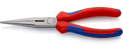KNIPEX Tools - Long Nose Pliers With Cutter, Multi-Component (2612200), Multi-Colour, 8 inches Comfort Grip