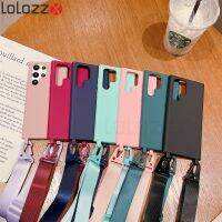 [2023สุดฮอต] สายคล้องคอเคสโทรศัพท์ซิลิโคนสำหรับ Samsung Galaxy S23 S20 S21พิเศษ S22 Note 20 10 9 S10 Lite ปลอกเชือก S9