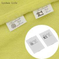 Lychee Life 100Pcs 6x4cm Handmade With Love Cloth Labels For Sewing Diy Pillow Quilt Garments Bags Cable Management