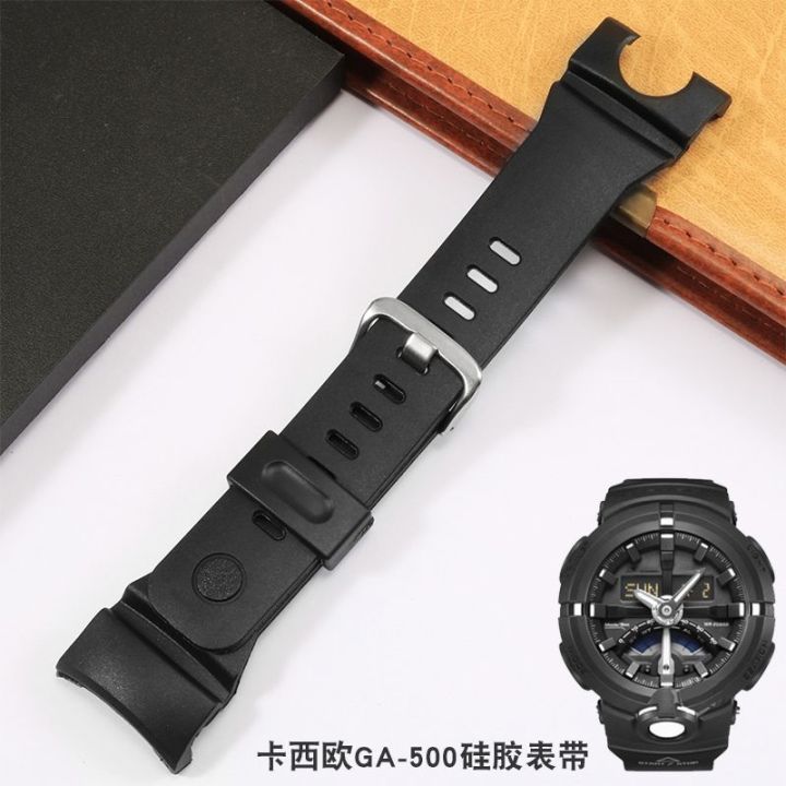 สายนาฬิกาซิลิโคนสำหรับเปลี่ยนสายนาฬิกา-casio-ga-500-1a4j-7a-สร้อยข้อมือสีดำกันน้ำ