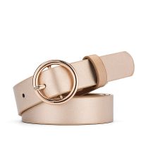 wholesaleFashion Leather Belts Golden Round Buckle Belts Womens Belts