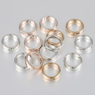 ✚❡ 50pcs 15mm Two Hole CCB Round Circle Frame Spacer Beads DIY Necklace Bracelet Earrings Connectors Pendants Jewelry Accessories