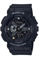 Casio Baby-G นาฬิกาข้อมือผู้หญิง สายเรซิ่น รุ่น BA-135D,BA-135DD-1A - สีดำ