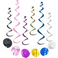 Amawill 5pcs 90cm Spiral Foil Swirls Garlands Christmas Ornaments Halloween Party Wedding Decoration Happy Birthday Banner 6D Banners Streamers Confet