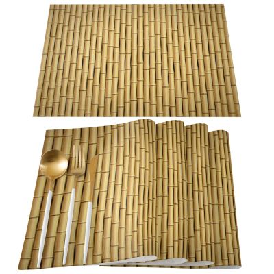 4/6 Pcs Placemat Brown Bamboo Pattern Table Mat For Dining Table Kitchen Accessories Coffee Tea Coaster