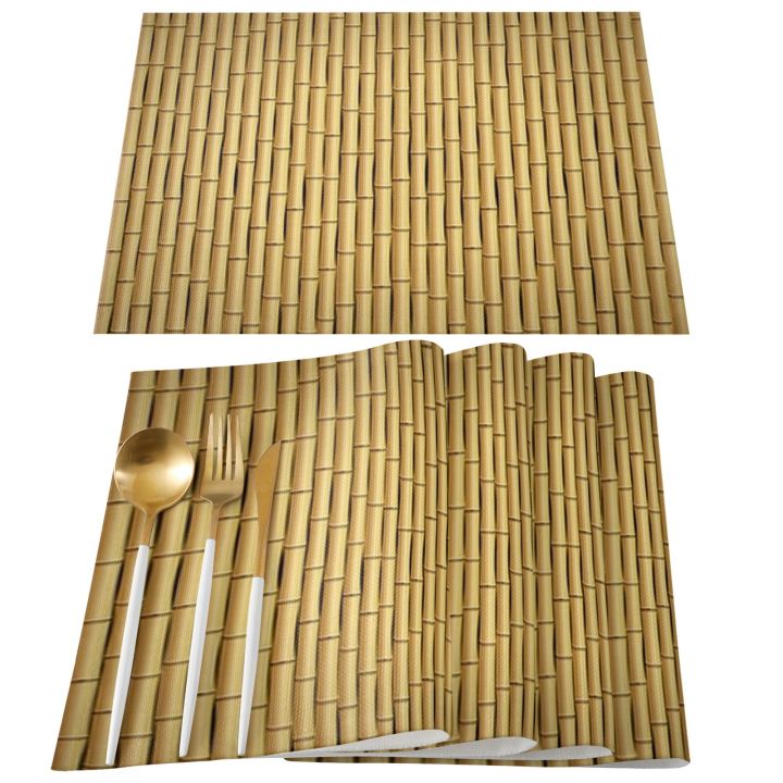 4-6-pcs-placemat-brown-bamboo-pattern-table-mat-for-dining-table-kitchen-accessories-coffee-tea-coaster