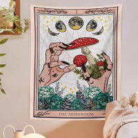 （HOT)Mushroom Tapestry Tarot Wall Hanging Vintage Cat Psychedelic Magic Mushroom Halloween Hippie Wall Cars Dorm Decor Boho Home