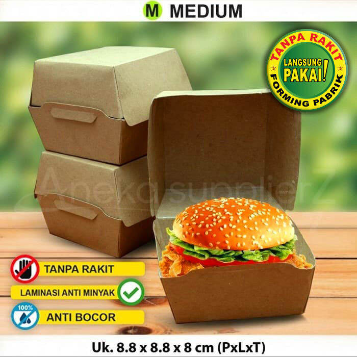 Kotak Burger Box Burger Dus Burger Kraft Coklat Polos M 50