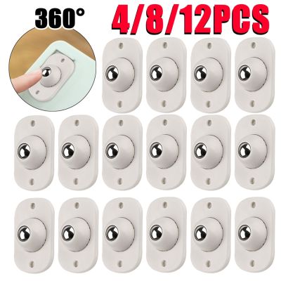 4/8/12pcs Self Adhesive Caster Swivel Wheels Stainless Steel Universal Wheel 360° Rotation Pulley Sticky Swivel Moving Rollers