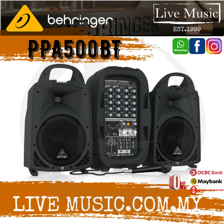 Behringer Europort PPA500BT Portable PA System Set with Speaker Stands