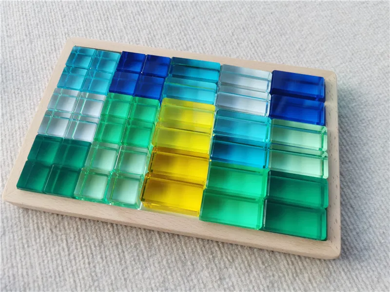 New Design Montessori Toys See Through Rainbow Lucite Stacking Blocks  Acrylic HighTransparent for Kids Open Play