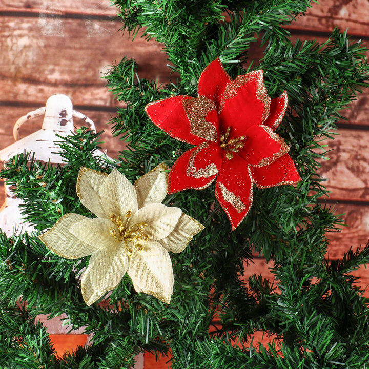 faux-flower-ornaments-for-festive-occasions-sparkling-xmas-tree-flower-decorations-sparkly-flower-home-decor-for-celebrations-artificial-floral-christmas-ornaments-glitter-christmas-decorations