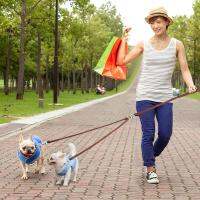 สายจูงสุนัขคู่สำหรับสุนัขขนาดเล็กสองตัวลูกสุนัขหนัง NoTangle Dual Leash Coupler ทดสอบความแข็งแรงสำหรับการเดินและการฝึกอบรม2 Dogs