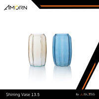 JJGLASS - (AMORN) Shining Vase 13.5/20  - แจกันแก้ว แจกันดอกไม้ แจกันสีสัน ทรงสูง รูปทรงดีไซน์ทันสมัย ของตกแต่งบ้าน มีให้เลือก 2 สี คือ สีชา และ สีฟ้า