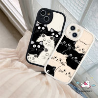 เคสมือถือลายแมวการ์ตูนน่ารักใช้ได้กับ iPhone 11 14 12 13 Pro Max 7Plus XR 6S 7 8 Plus X XS Max SE 2020ฝาครอบด้านหลังเนื้อนิ่ม Tpu ตลก