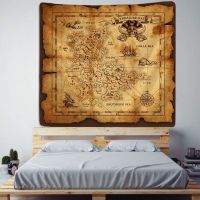 Pirate Treasure Map Tapestry Wall Hanging Bohemian Beach Mat Polyester Thin Blanket Yoga Shawl Mat Blanket New