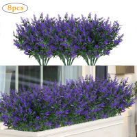 【cw】8 Bundles Fake Lavender Plastic Leaves Artificial Flowers Home Greenery for Indoor Outside Garden Yard Wedding Decor Christmas ！