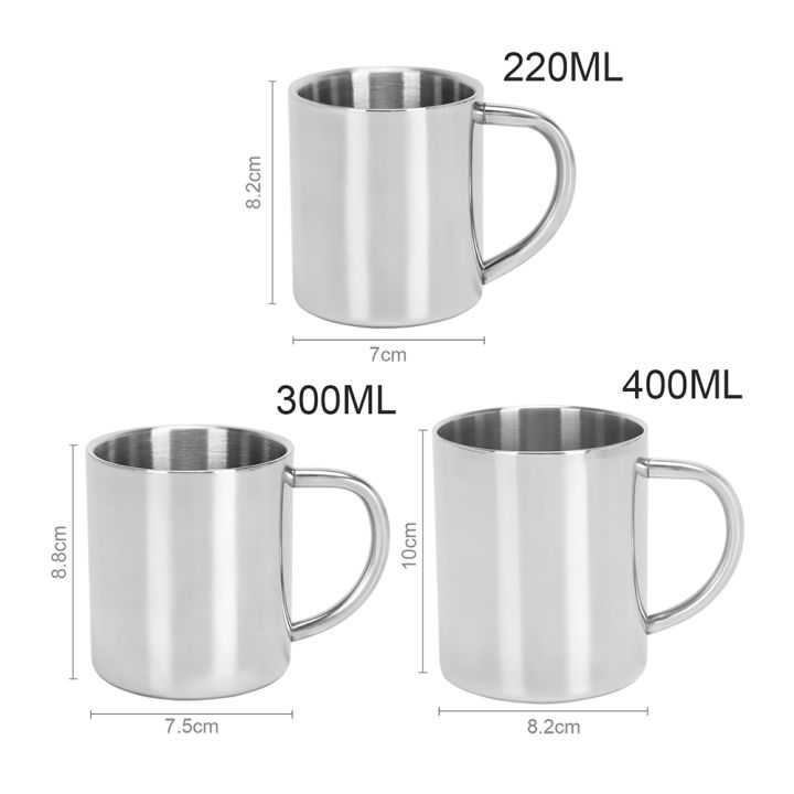 ร้อน220300400มิลลิลิตรผนังสองต่อต้านลวกแก้วกาแฟฉนวนแบบพกพา304สแตนเลสขัดเบียร์ชาน้ำผลไม้ดื่มถ้วย