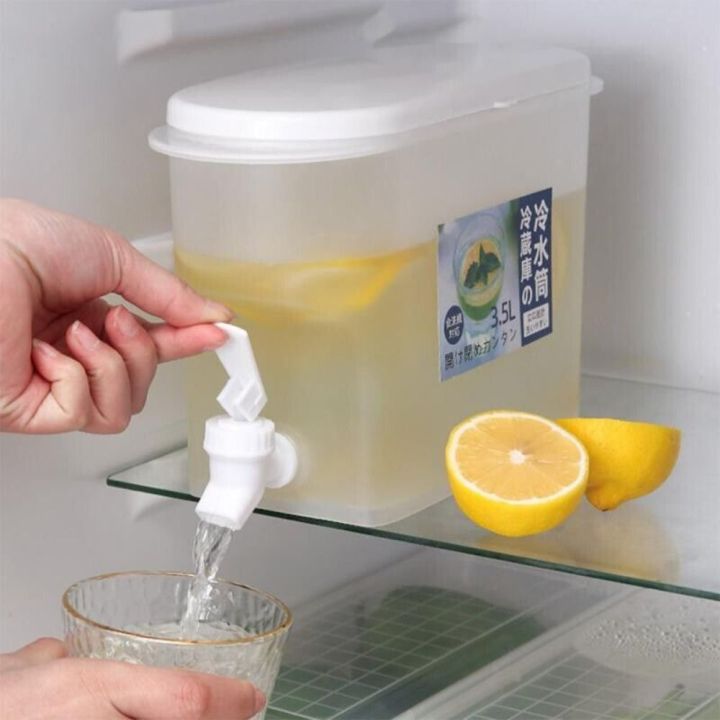 oak-3-5l-เหยือกน้ำเย็น-พลาสติกทำจากพลาสติก-ภาชนะบรรจุน้ำเย็น-กาต้มน้ำดื่มน้ำ-สะดวกสบายๆ-ด้วยการแตะ-กาน้ำชาผลไม้-ตู้เย็นในตู้เย็น