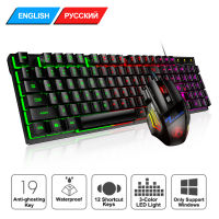 RGB Gaming keyboard Gamer keyboard and Mouse With Backlight USB 104 keycaps Wired Ergonomic Russian Keyboard For PC Laptop