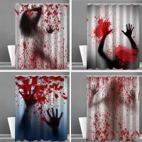 Bathroom Scary 3D Horror Bloody Splatter Halloween Decoration Waterproof Mold-Proof Shower Curtain Art Deco Bathtub Screen